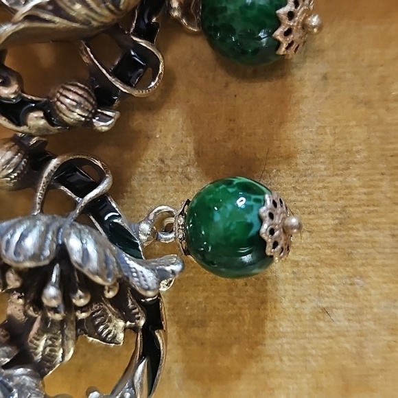 Heavy KJL Gold Tone Ornate Earrings - Picture 3 of 5